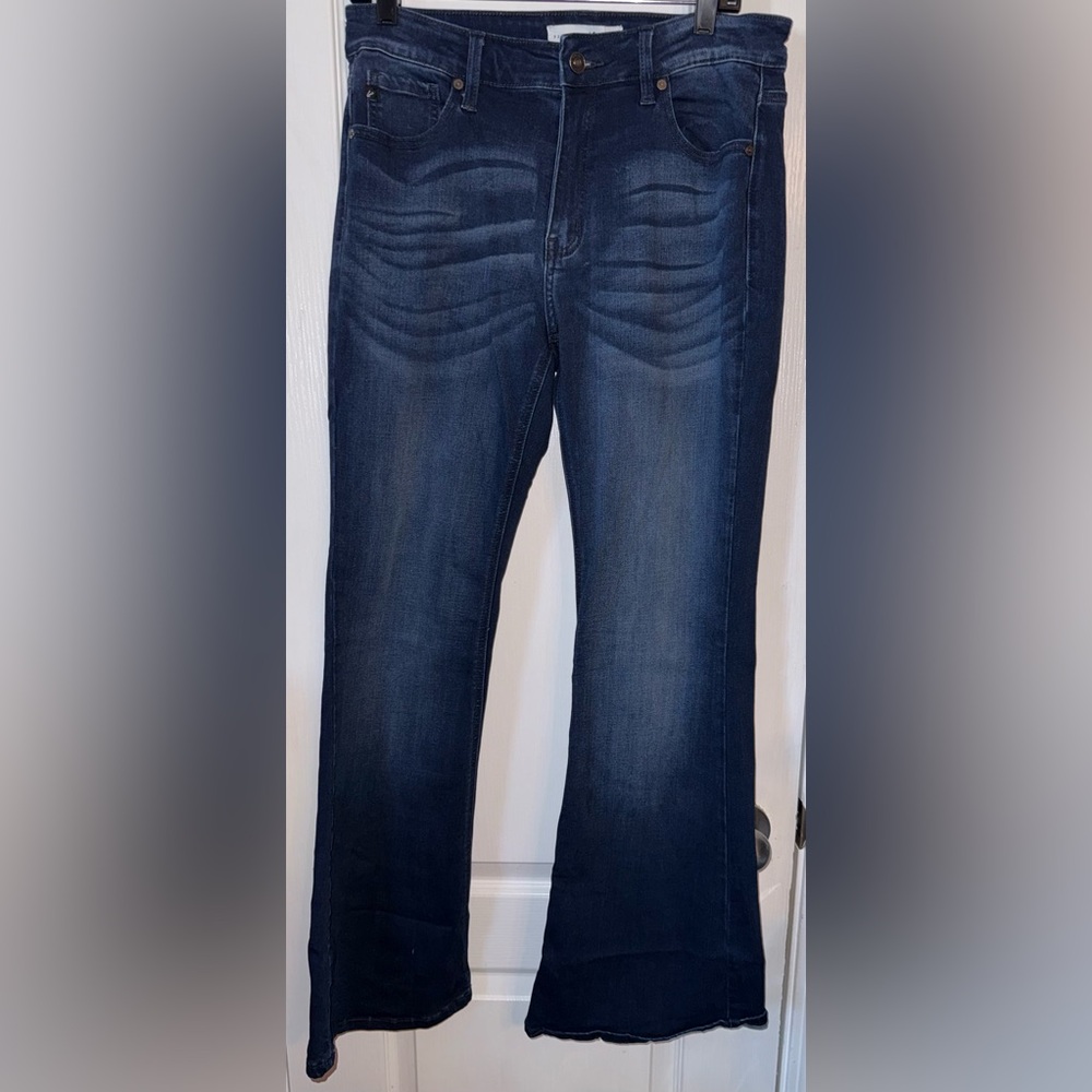 KanCan Petite Stretchy Dark Blue Flare Jeans Size 13P